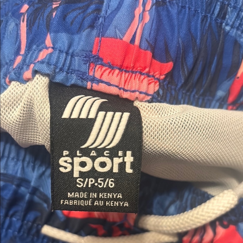 Flamingo Print Kids Swim Trunks - Blue and Pink - Picture 3 of 3